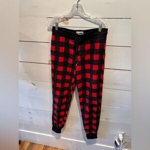 Tipsy Elves men’s lumberjack Red and Black Plaid Jogger Pants, size medium. EUC